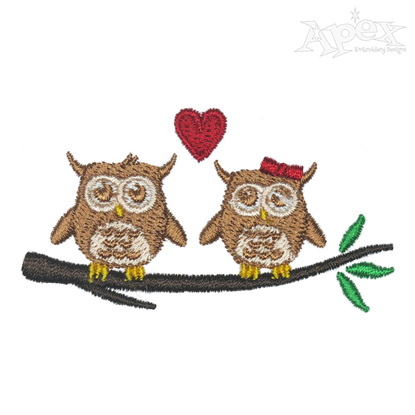 Owl Couple Embroidery Design