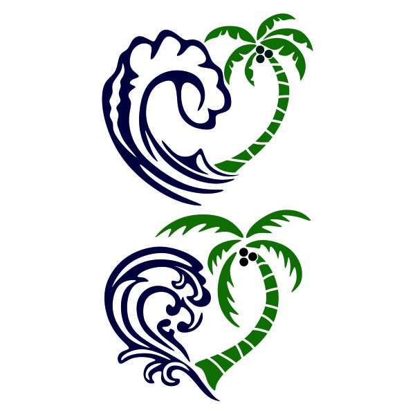 Love Sea Wave Palm SVG Cuttable Design