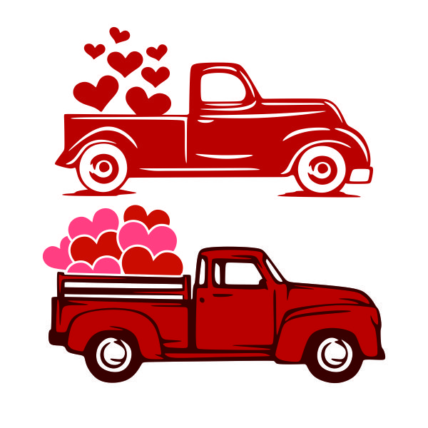 Valentine Vintage Pickup Truck Cuttable Design