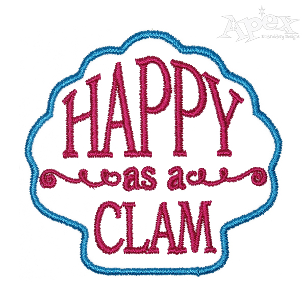 Happy as a Clam Embroidery Design