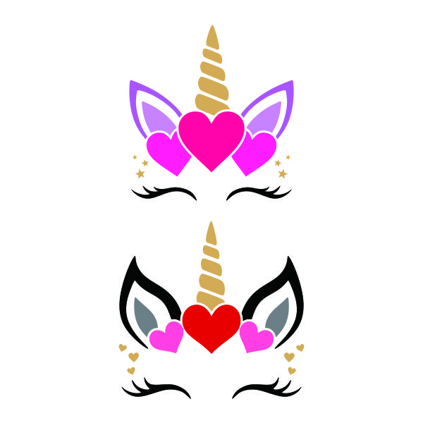 Valentine Hearts Unicorn SVG Cuttable Design
