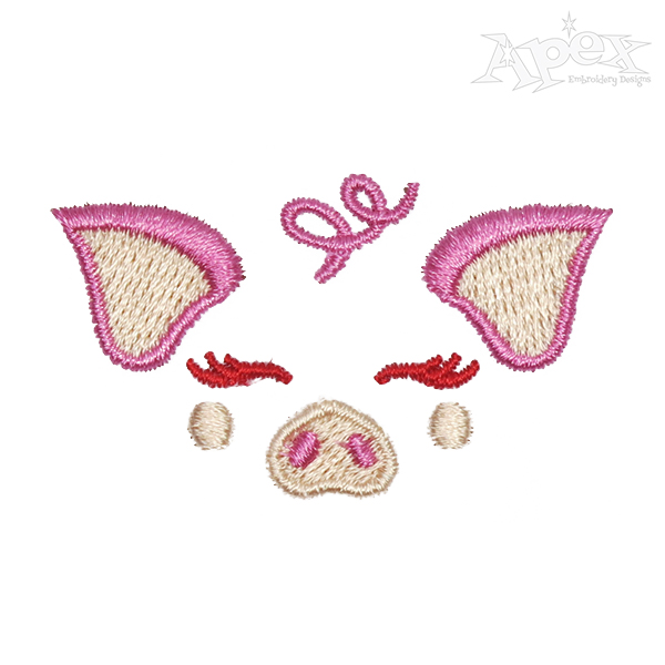 Cute Pig Face Embroidery Design