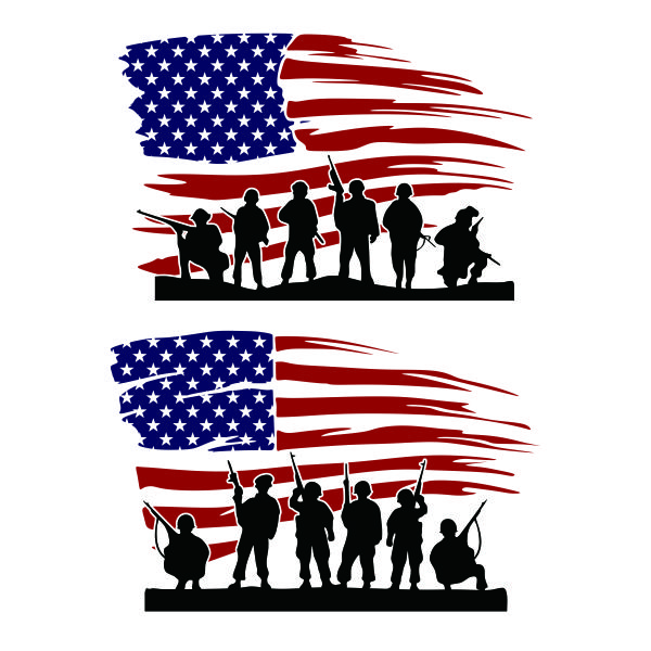 American Soliders US Flag SVG Cuttable Design