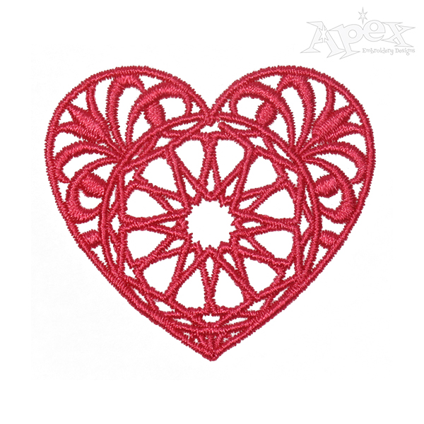 Floral Kaleidoscope Heart Embroidery Design