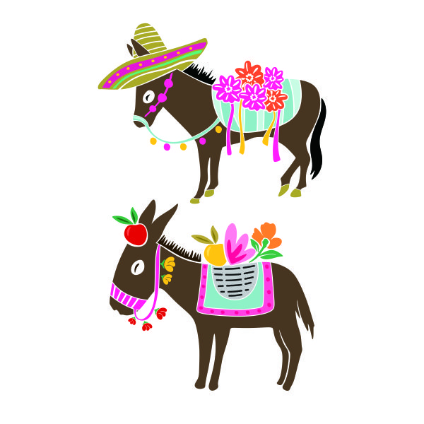 Donkey Flowers SVG Cuttable Design