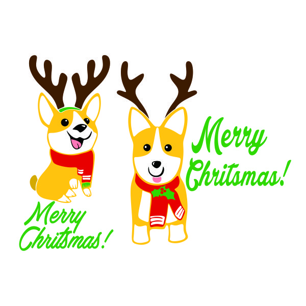 Merry Christmas Corgi Dog SVG Cuttable Design