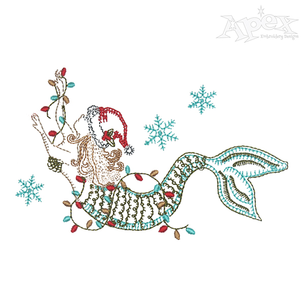 Christmas Mermaid Embroidery Design