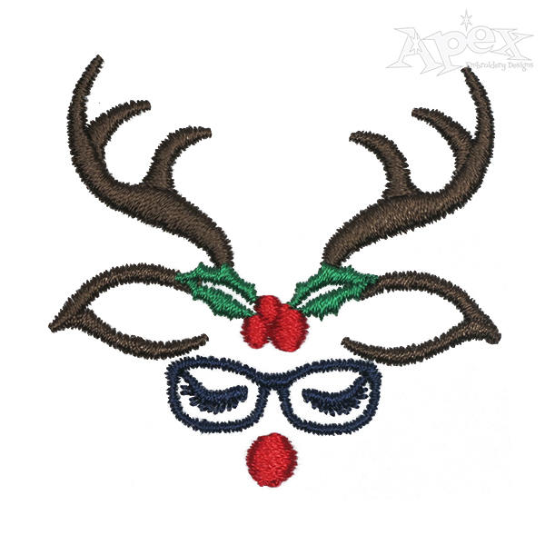 Holly Reindeer Embroidery Design