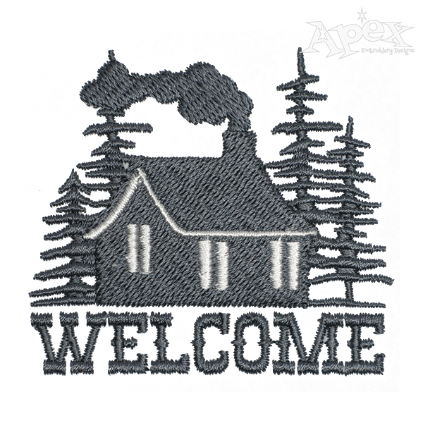 Welcome Log Cabin Embroidery Design