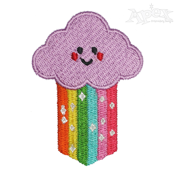 Rainbow Rain Cloud Embroidery Design