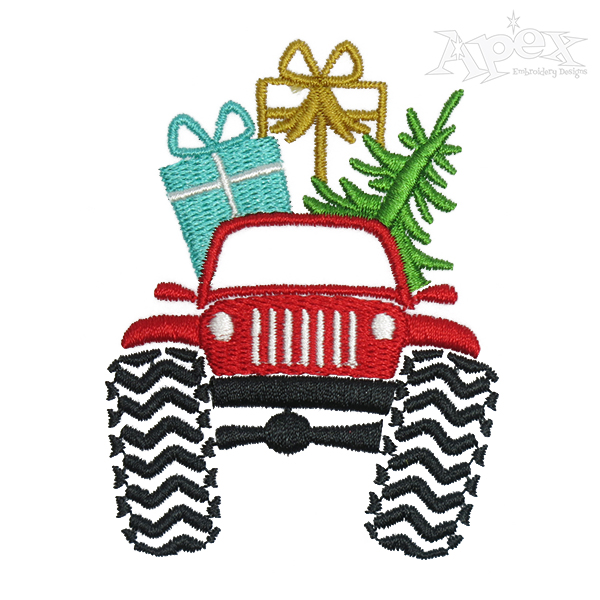 Christmas Jeep Car Embroidery Design