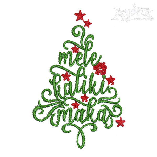 Melekalikimaka Christmas Tree Embroidery Design