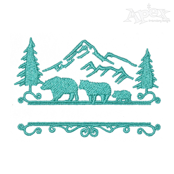 Bear Family Split Frame Embroidery Design