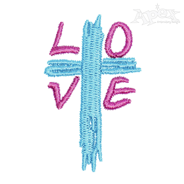 Love Cross Embroidery Design