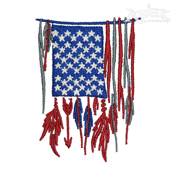 USA American Feather Flag Embroidery Design