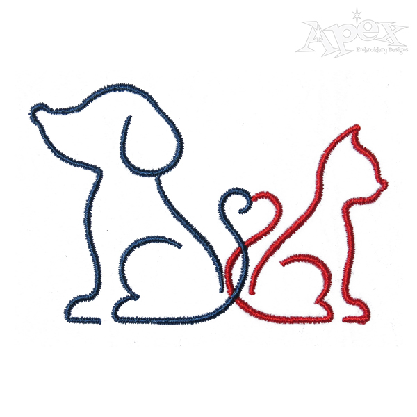 Dog And Cat Embroidery Design