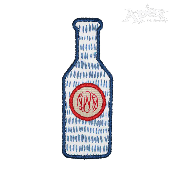 Beer Bottle Applique Embroidery Design