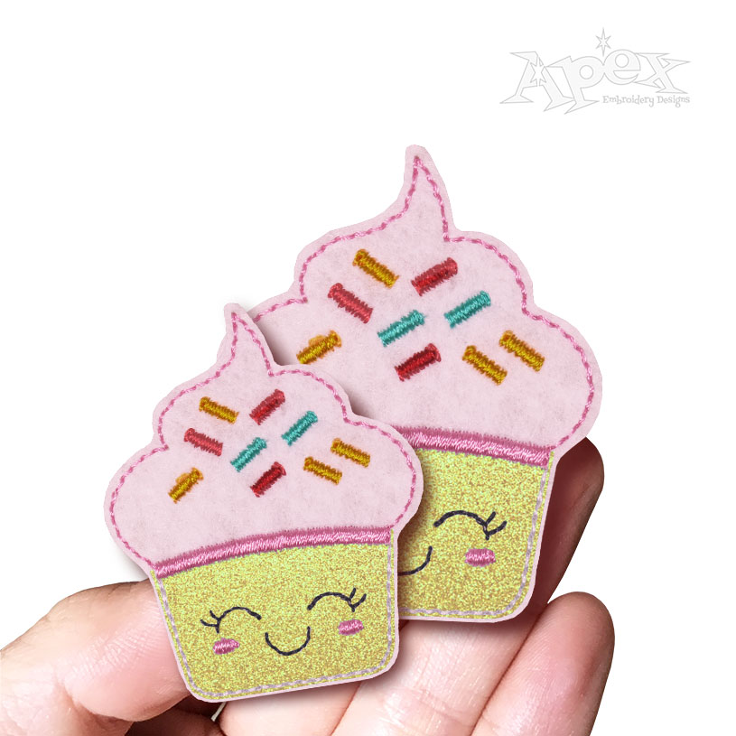 Happy Cupcake Feltie Embroidery Design