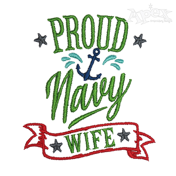 Proud Navy Wife Embroidery Design