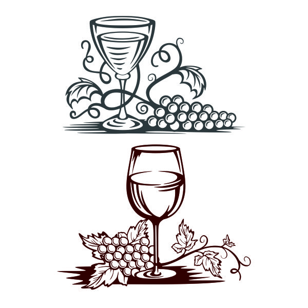 Grapevine Wine Glass SVG Cuttable Design