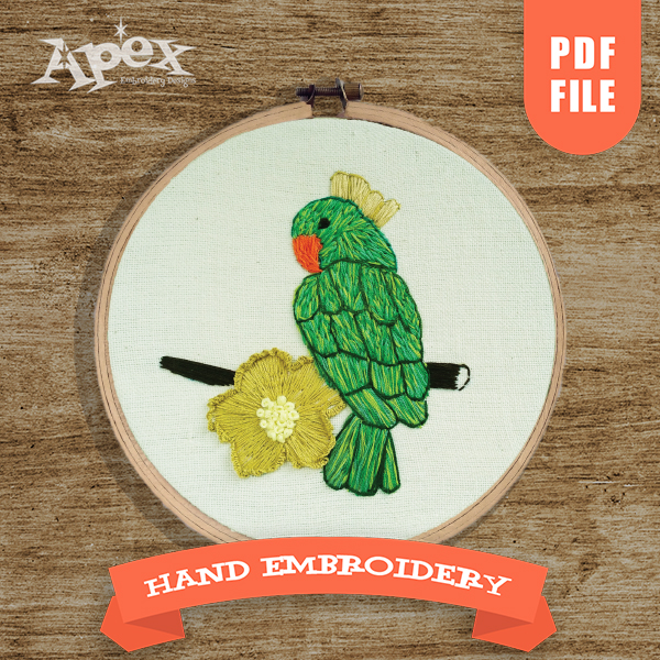 Parrot Hand Embroidery Pattern PDF