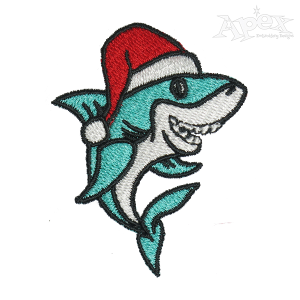 Christmas Shark Embroidery Design
