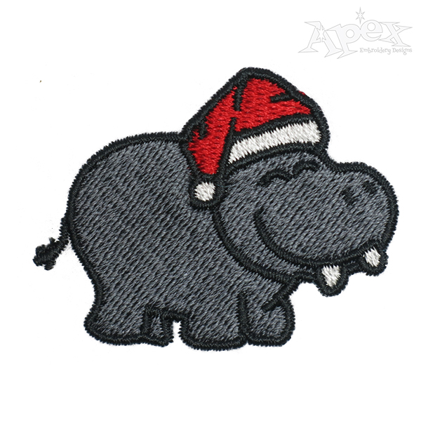 Christmas Santa Hippopotamus Embroidery Design