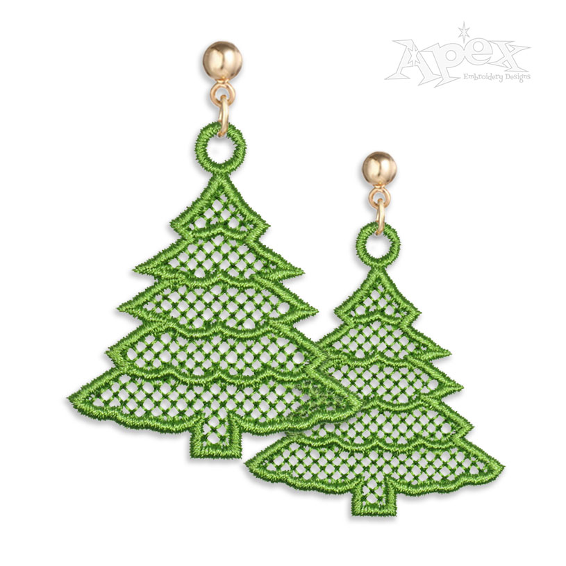 Christmas Tree Earrings Free Standing Lace ITH Embroidery Design