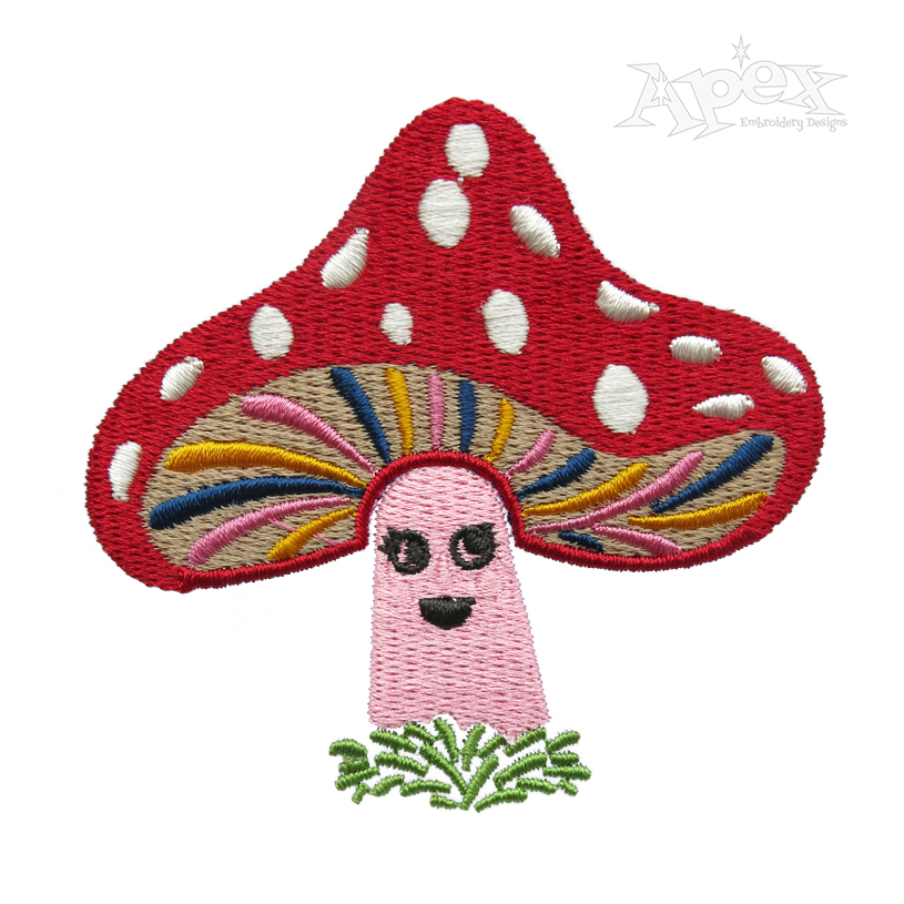 Happy Mushroom Embroidery Design