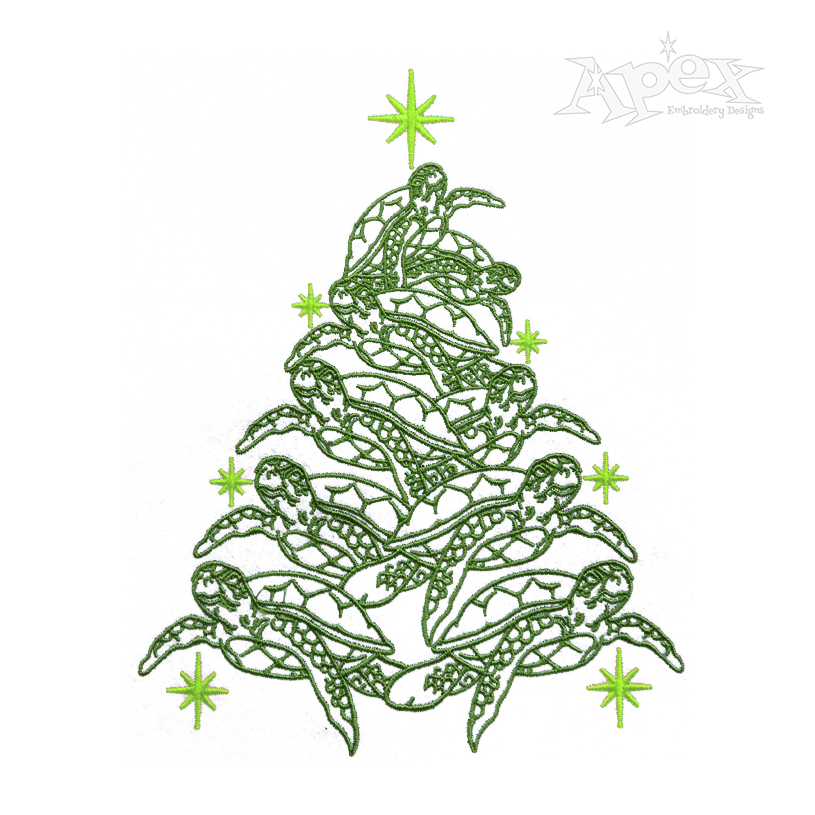 Sea Turtles Turtle Christmas Tree Embroidery Design