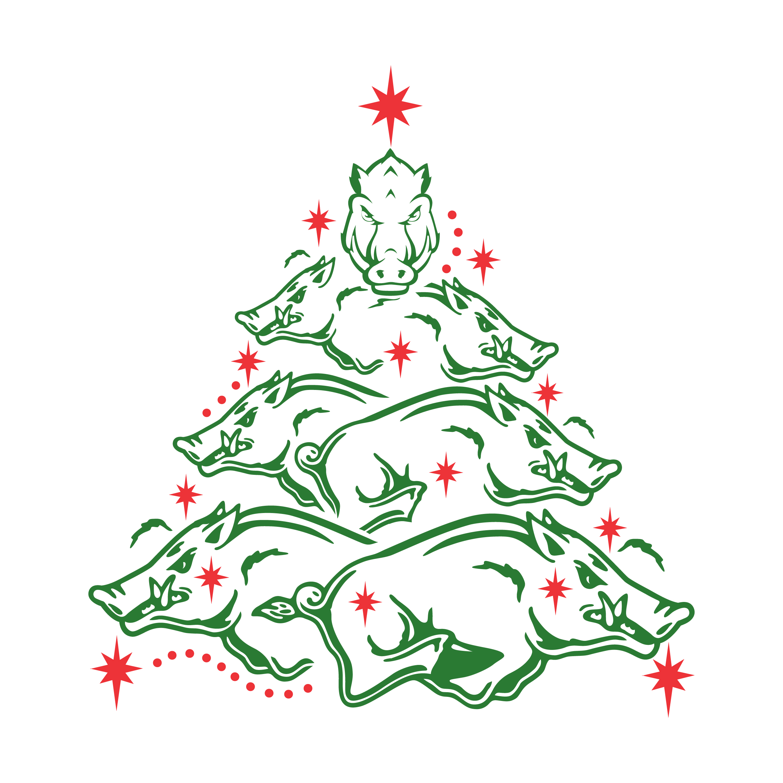 Wild Boar Christmas Tree SVG Cuttable Design