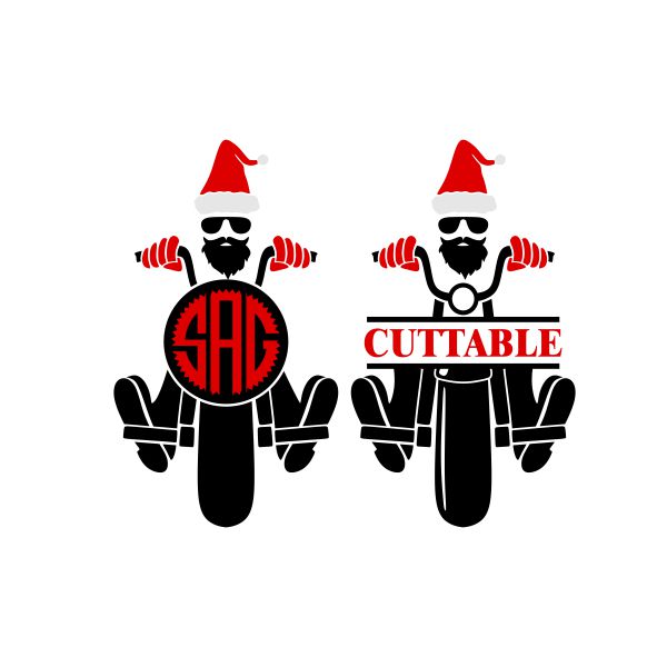 Motorcycle Santa Frame Cuttable Design