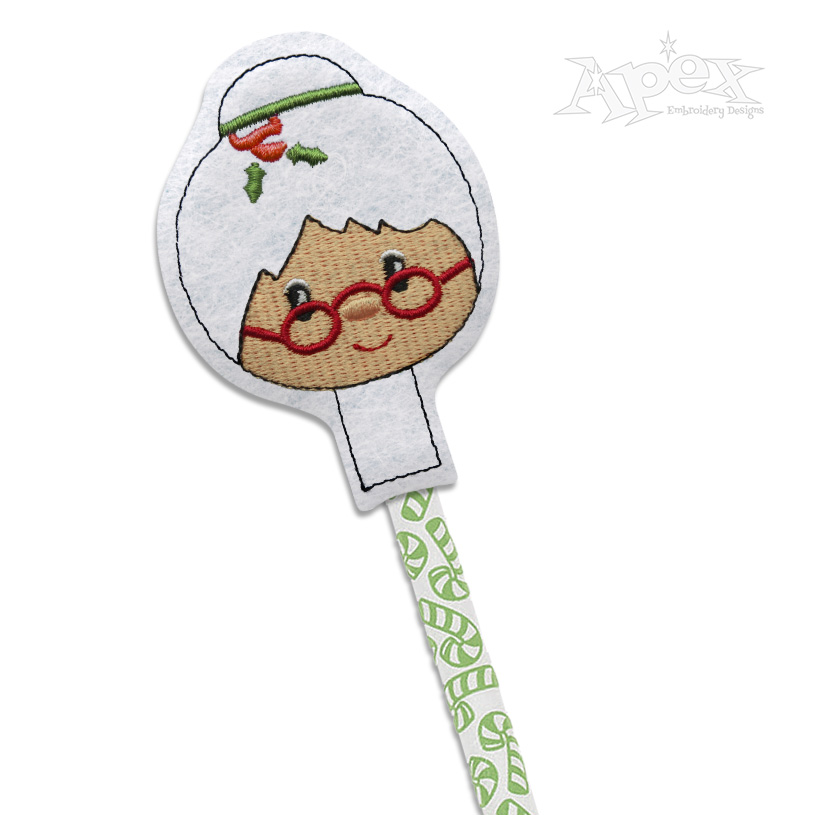 Mrs Claus Pencil Topper ITH In the Hoop Embroidery Design