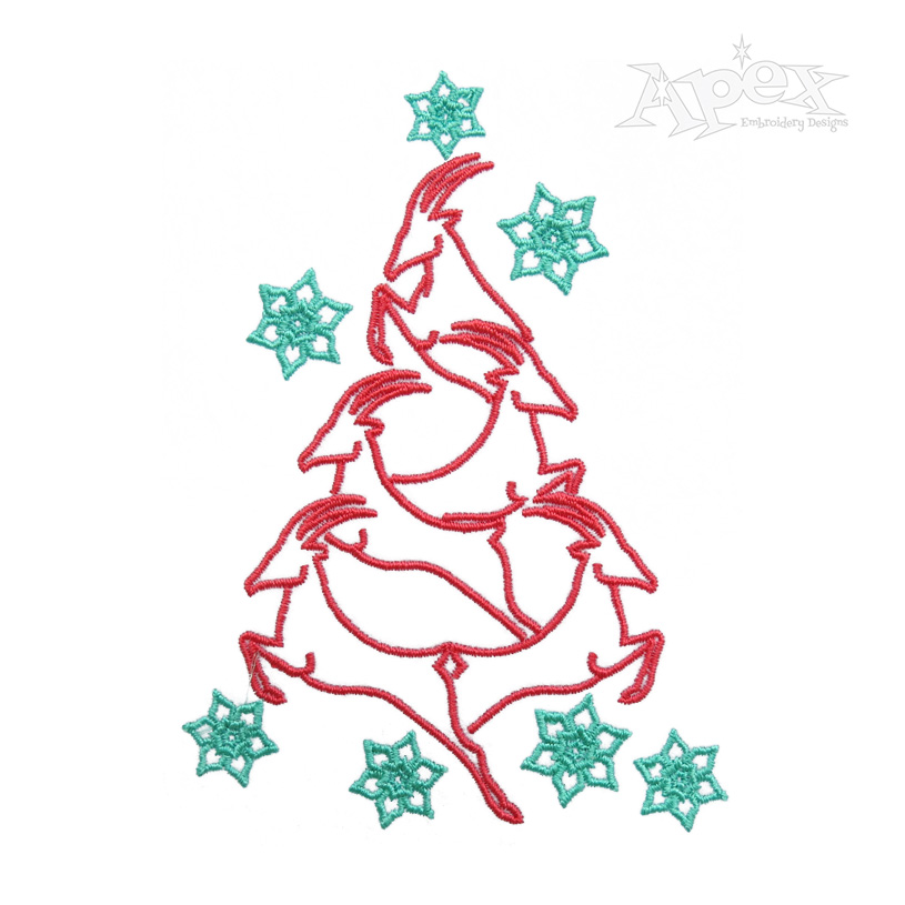 Antelope Christmas Tree Embroidery Design