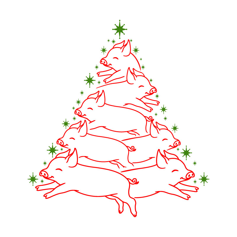 Pig Christmas Tree Cuttable Design