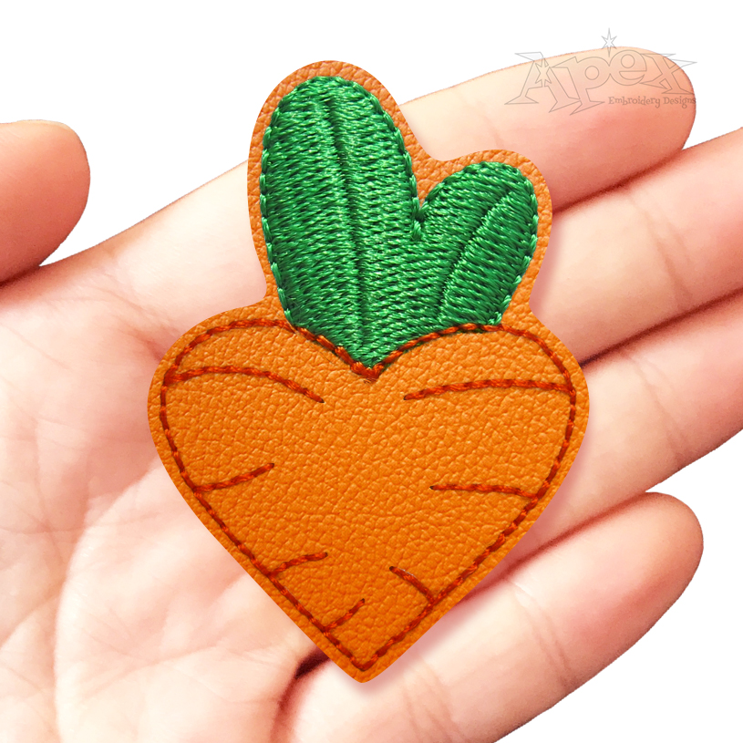 Carrot Heart Feltie ITH Embroidery Design