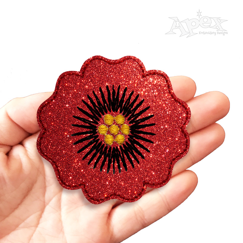 Poppy Flower Feltie ITH Embroidery Design