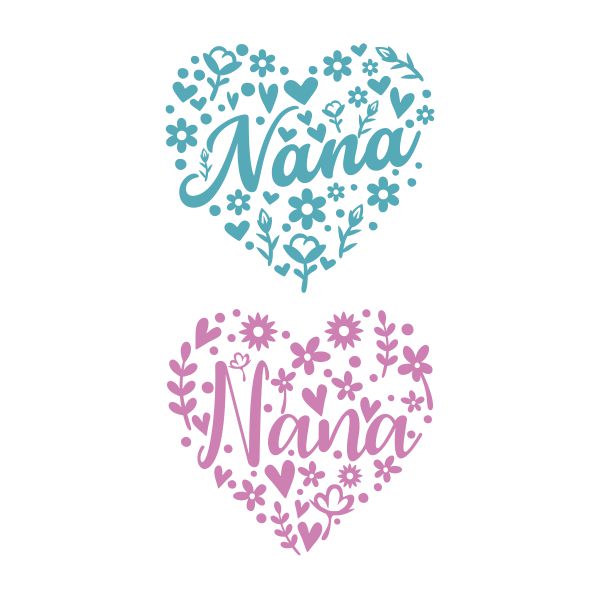 Nana Floral Heart Cuttable Design