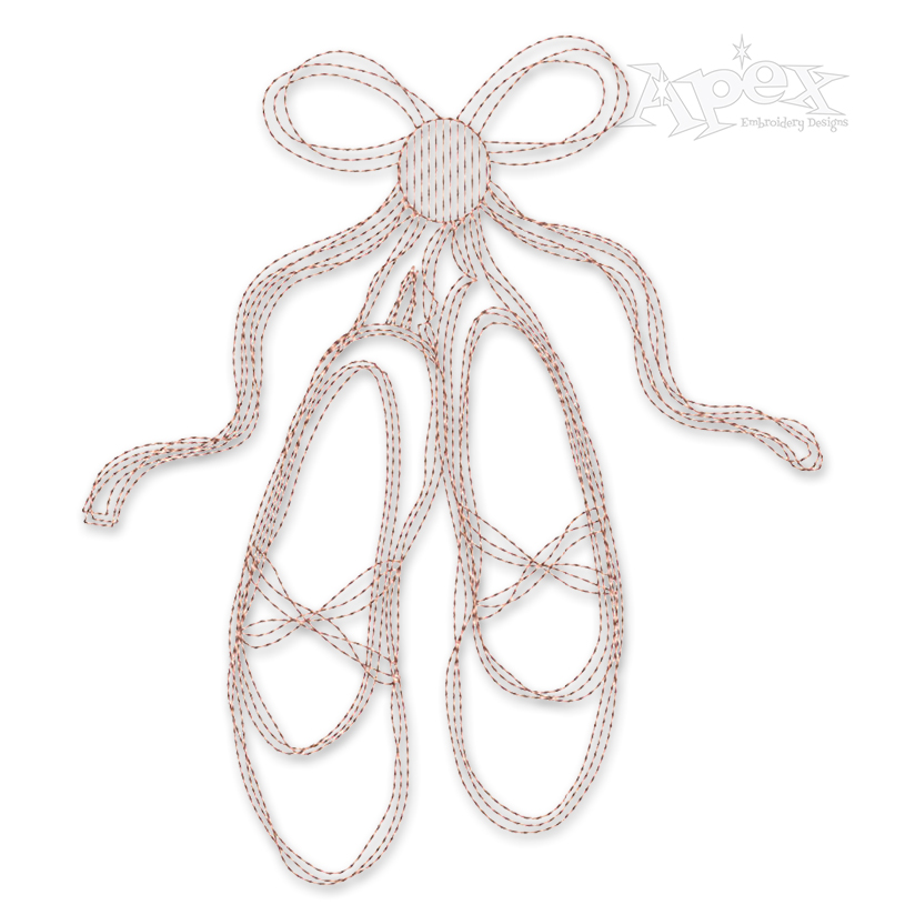 Ballet Pointe Shoes Sketch Embroidery Design