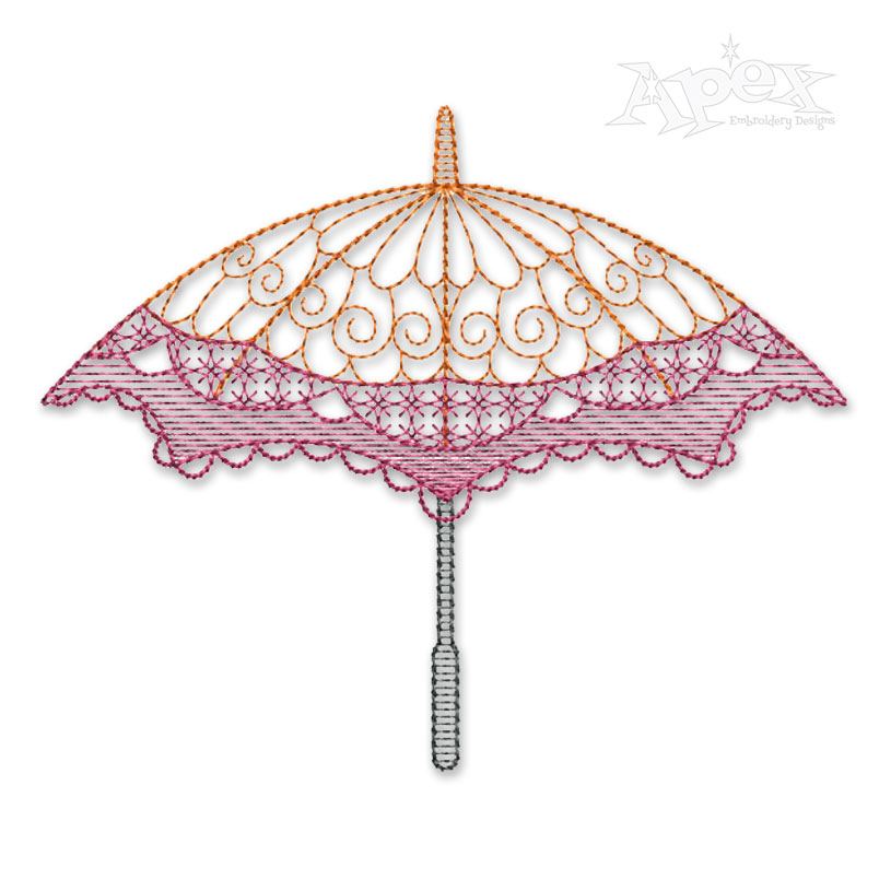 Flourish Umbrella Sketch Embroidery Design