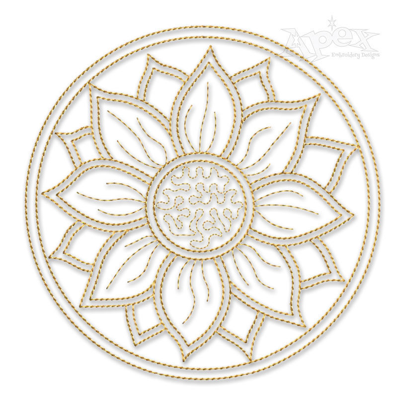 Circle Sunflower Sketch Embroidery Design