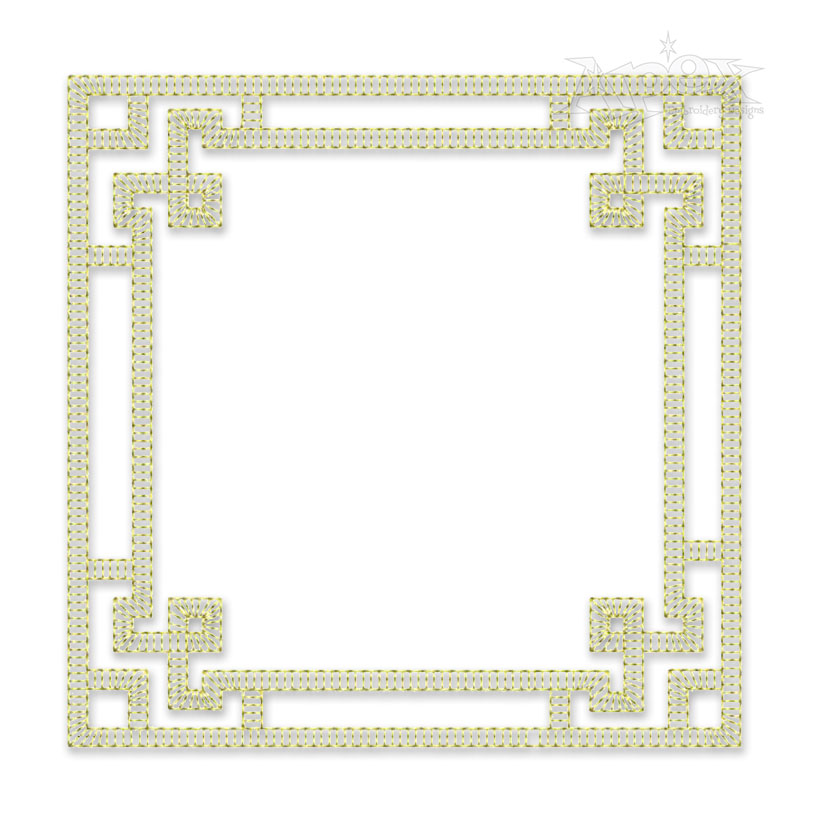Chinoiserie Square Frame Sketch Embroidery Design