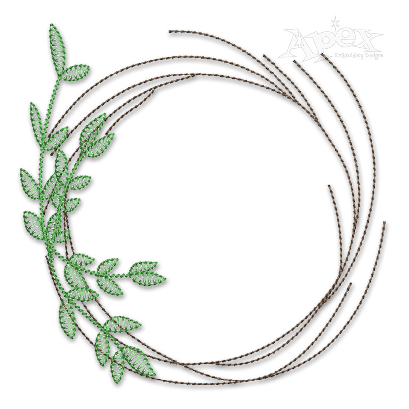 Leaves Wreath Frame Embroidery Design