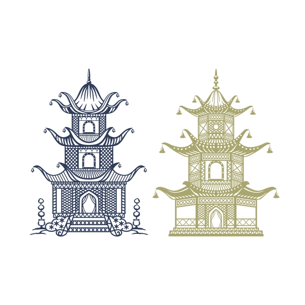 Chinoiserie Temple Pagoda SVG Cuttable Design