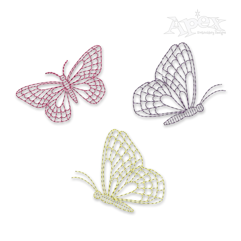 Butterfly Pack Sketch Embroidery Design