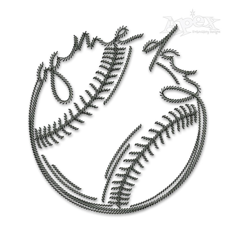 Game Day Baseball Sketch Embroidery Design