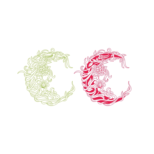 Flowers Vine Crescent Moon SVG Cuttable Design
