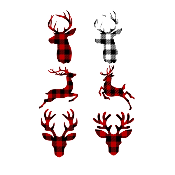 Plaid Pattern Reindeer Silhouette SVG Cuttable Design