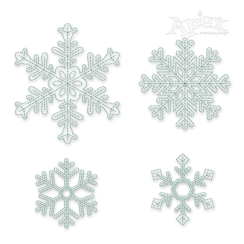 Snowflakes Pack Quick Running Stitch Embroidery Design