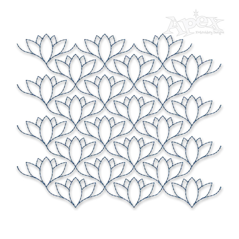 Lotus Flower Seamless Quilt Block Embroidery Design